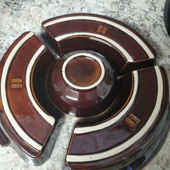 Vintage Brown Drip Glaze 5 Piece Serving Platter L - Picture 8 of 12